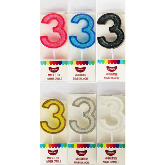 Mini Modern Number 3 Candle