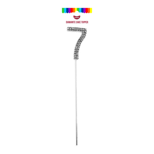Silver Diamante Number 7 Topper | 4.5cm