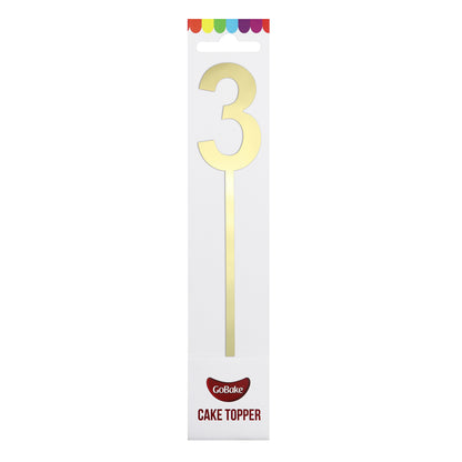 Small Number 3 Topper | Gold