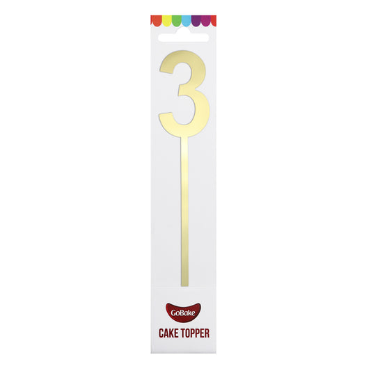 Small Number 3 Topper | Gold