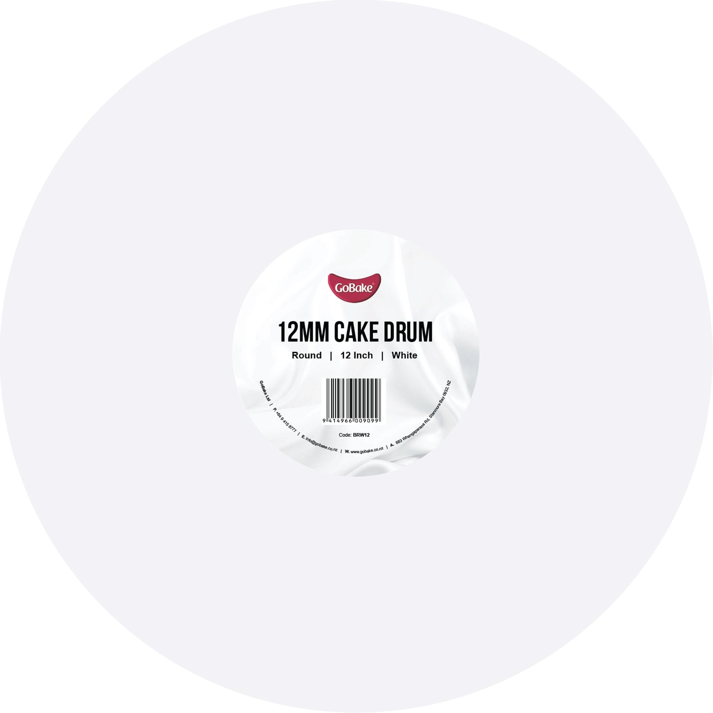 Round Cake Drum 12mm | White | 12 Inch