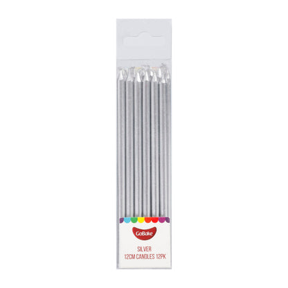 Tall Pearl Silver Candles 12cm | 12pc