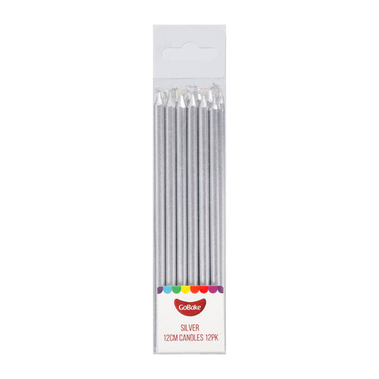 Tall Pearl Silver Candles 12cm | 12pc