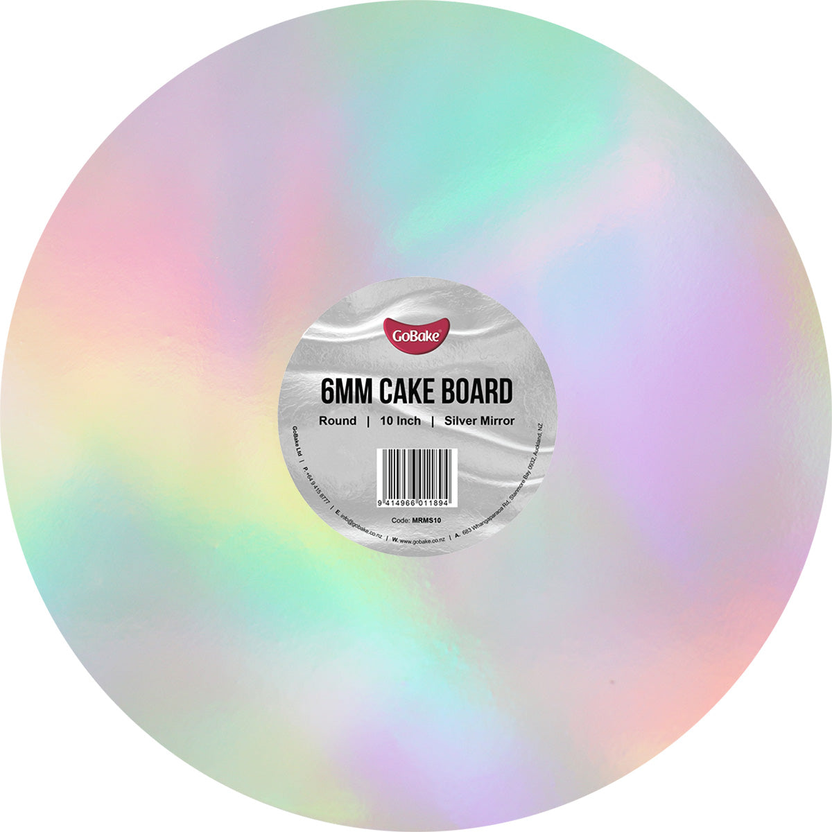 Round Mirror Masonite Cake Board 6mm | Silver | 10 Inch