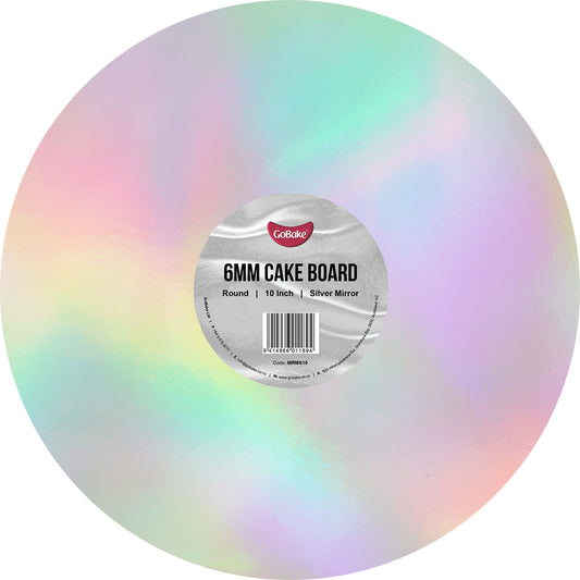 Round Mirror Masonite Cake Board 6mm | Silver | 10 Inch