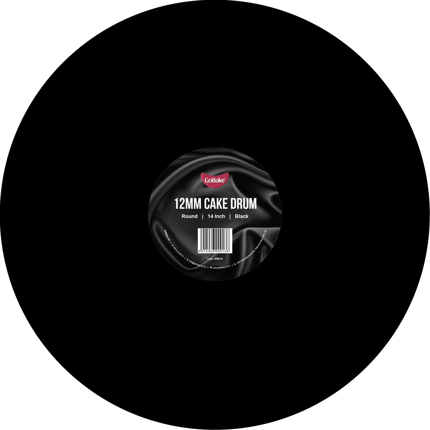 Round Cake Drum 12mm | Black | 14 Inch
