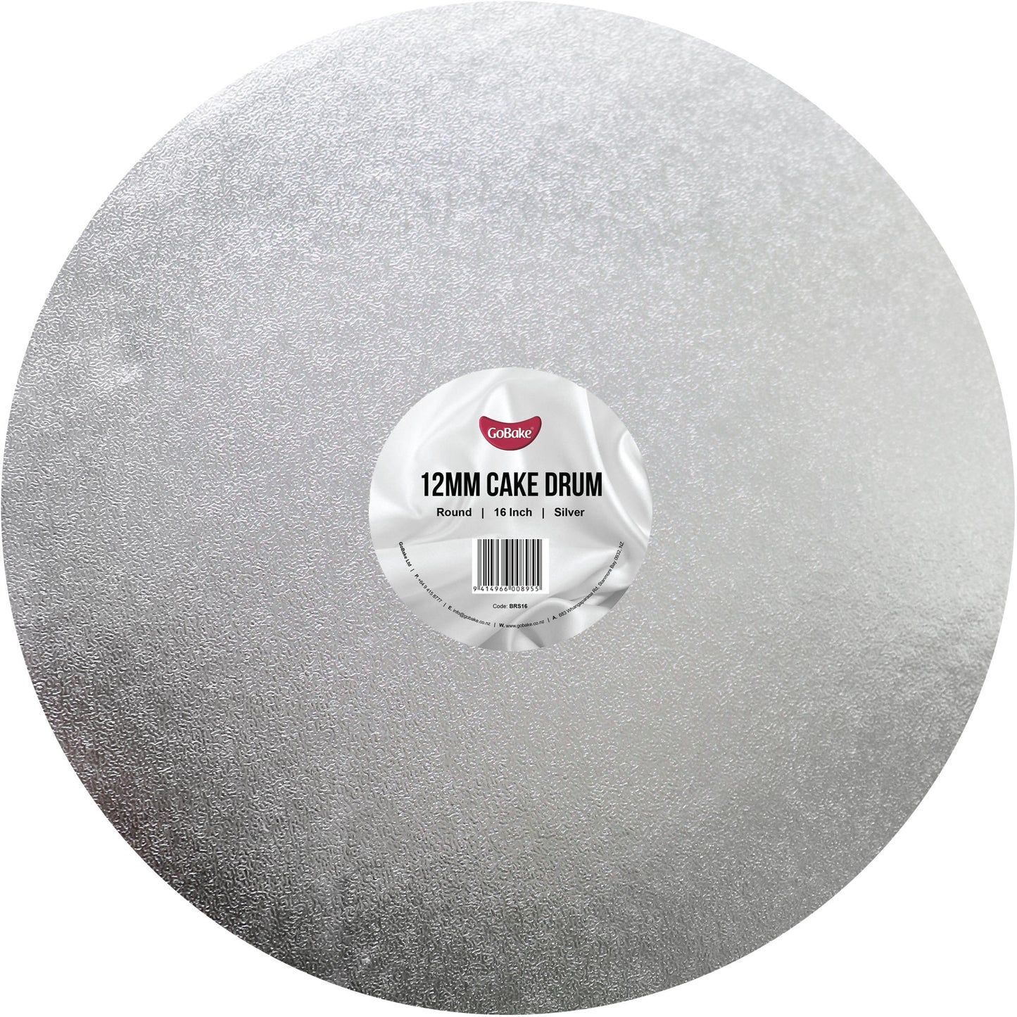 Round Cake Drum 12mm | Silver | 16 Inch