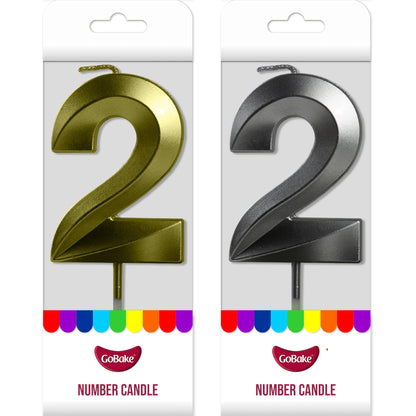 Number 2 Metallic Candle