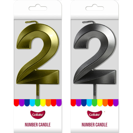 Number 2 Metallic Candle