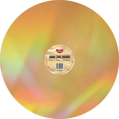 Round Mirror Masonite Cake Board 6mm | Gold | 14 Inch
