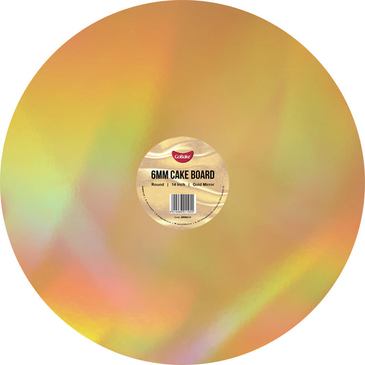 Round Mirror Masonite Cake Board 6mm | Gold | 14 Inch