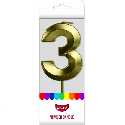 Number 3 Metallic Candle