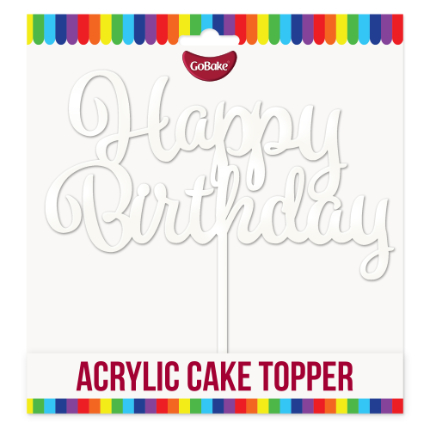 Acrylic Topper Happy Birthday - White