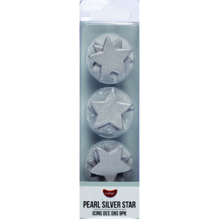 Dec On Stars Pearl Silver 3cm - 9pk