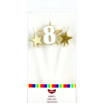 Number Star Pick Candle 8