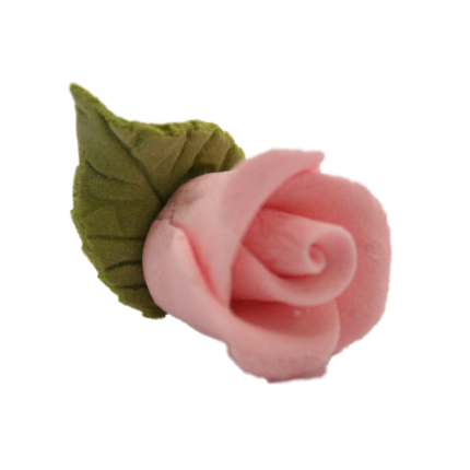 Gumpaste 2cm Rose with Leaf - Pink - 28pk